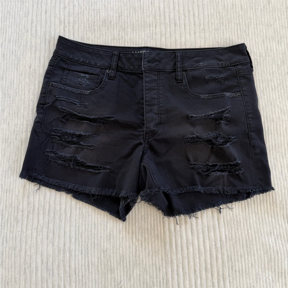 American Eagle Outfitters Black Ripped Jean Shorts
